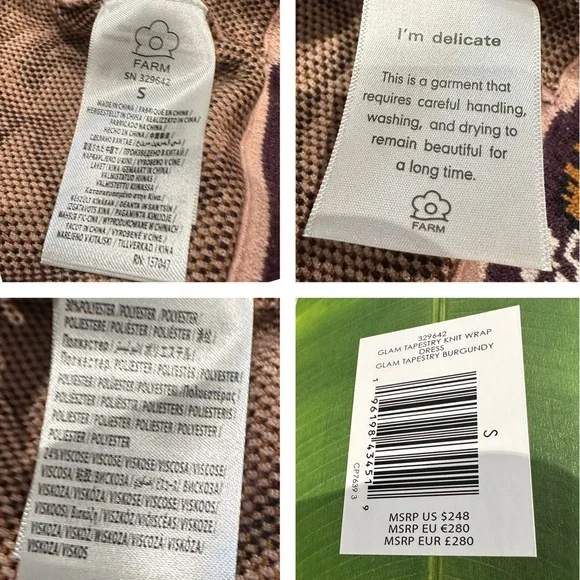 FARM RIO Glam Tapestry Knit Wrap Floral Sweater Mini Dress Cardigan Small New - Picture 15 of 16